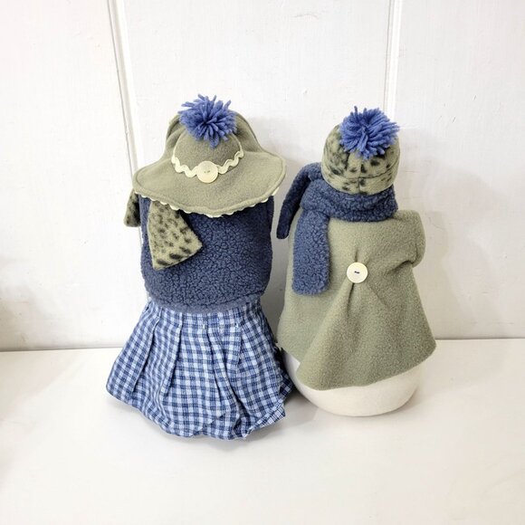 Vintage Fabric Snowman Set, Mr. and Mrs. Snowman, Winter Decor - Picture 3 of 8